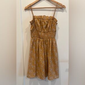 Lush-Mustard Floral Smocked Sundress